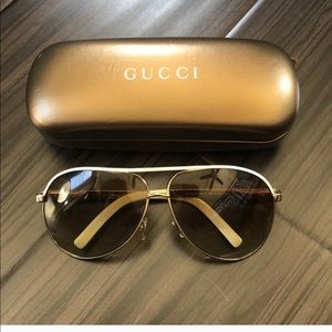 Gucci aviators, gold and white. Unisex